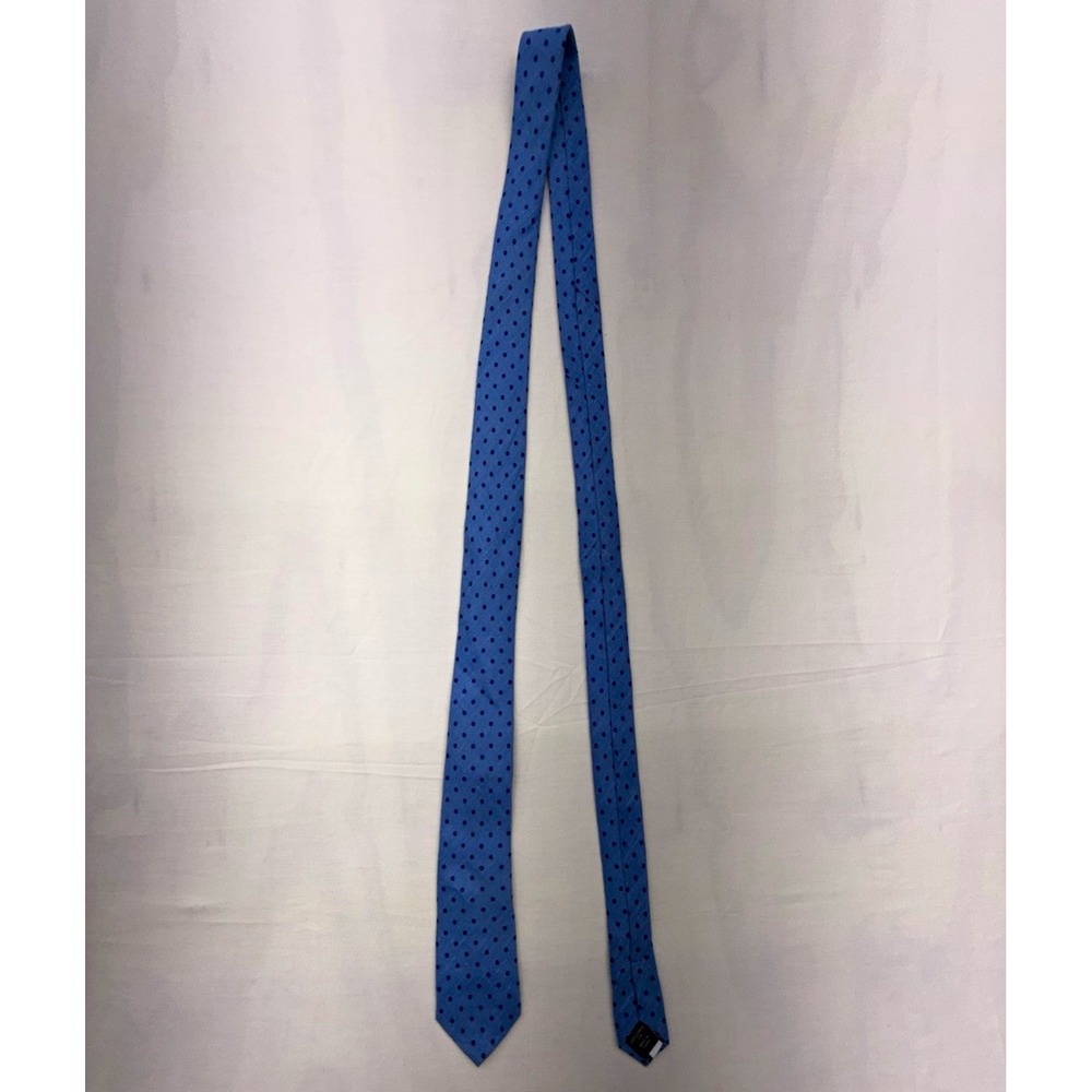 J.CREW Men's Blue Polka Dot Linen Woven Slim Skinny Tie One Size